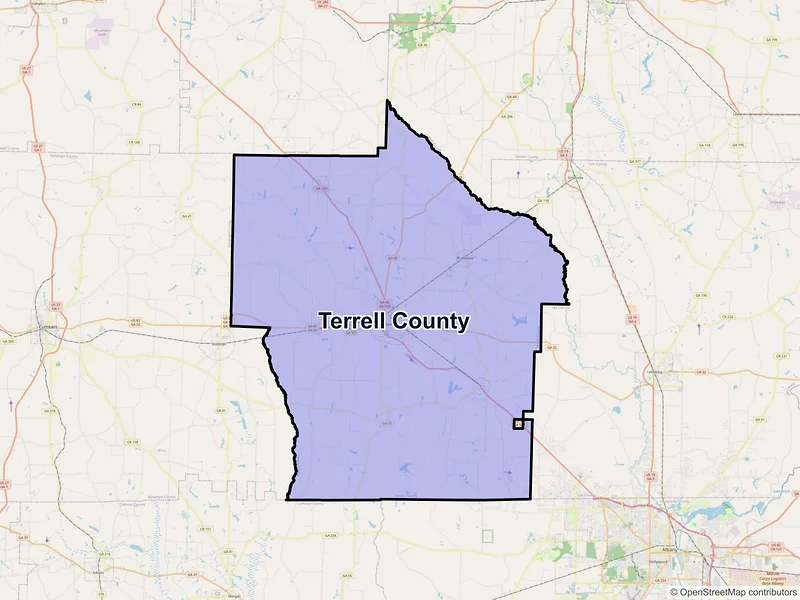 Map of Terrell County, Georgia and ZIP codes