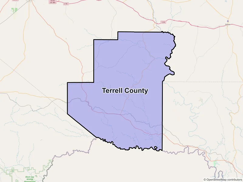 Map of Terrell County, Texas and ZIP codes