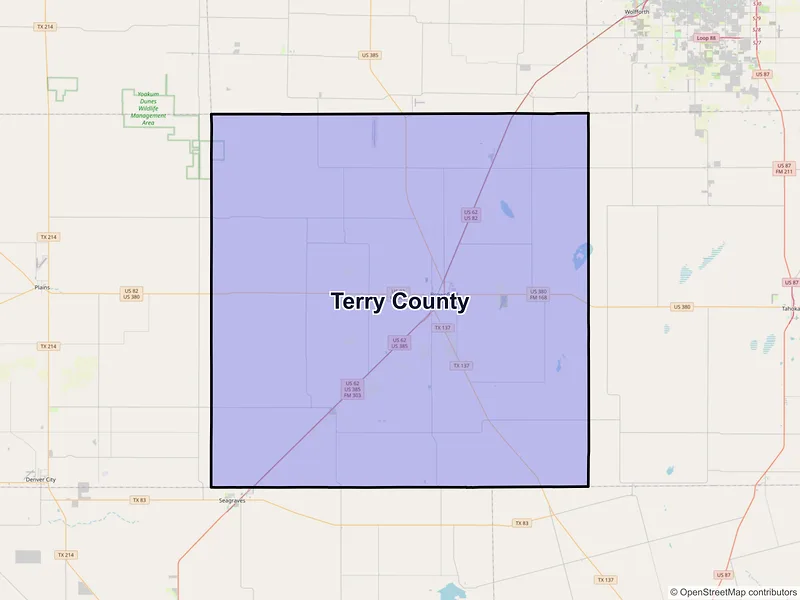 Map of Terry County, Texas and ZIP codes