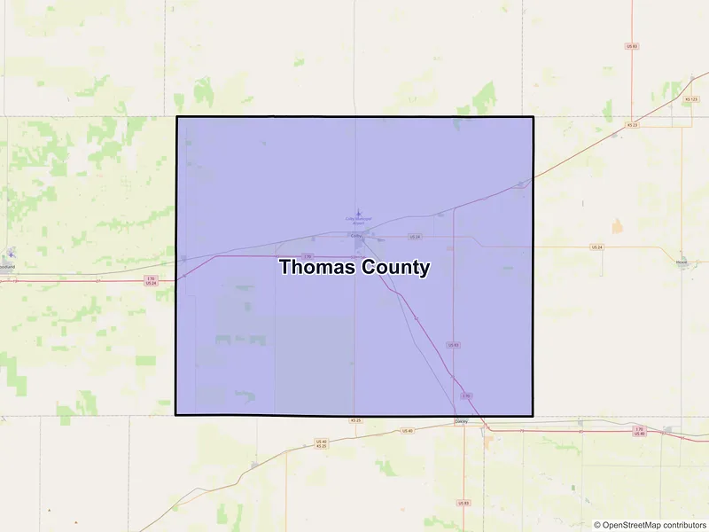 Map of Thomas County, Kansas and ZIP codes