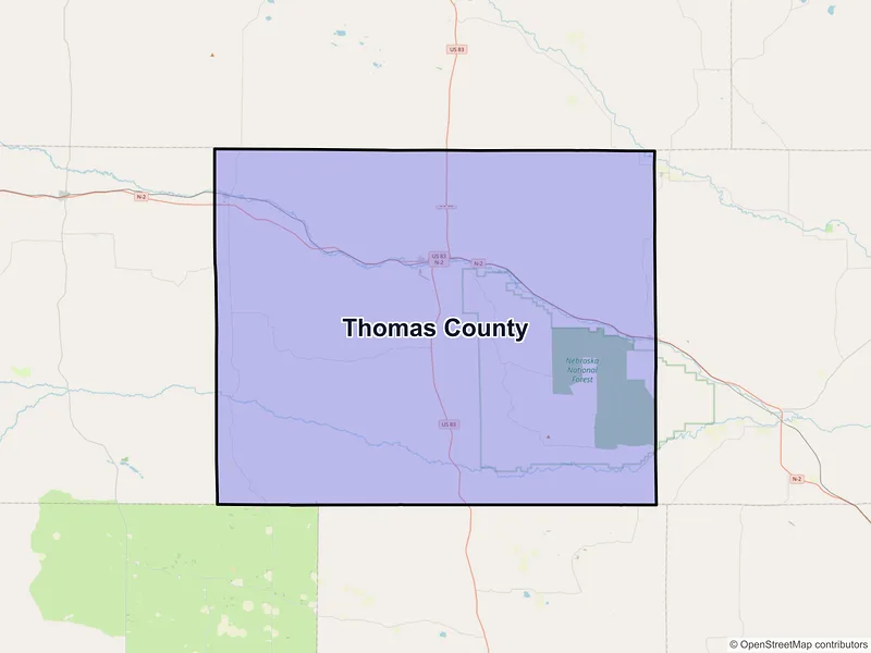 Map of Thomas County, Nebraska and ZIP codes