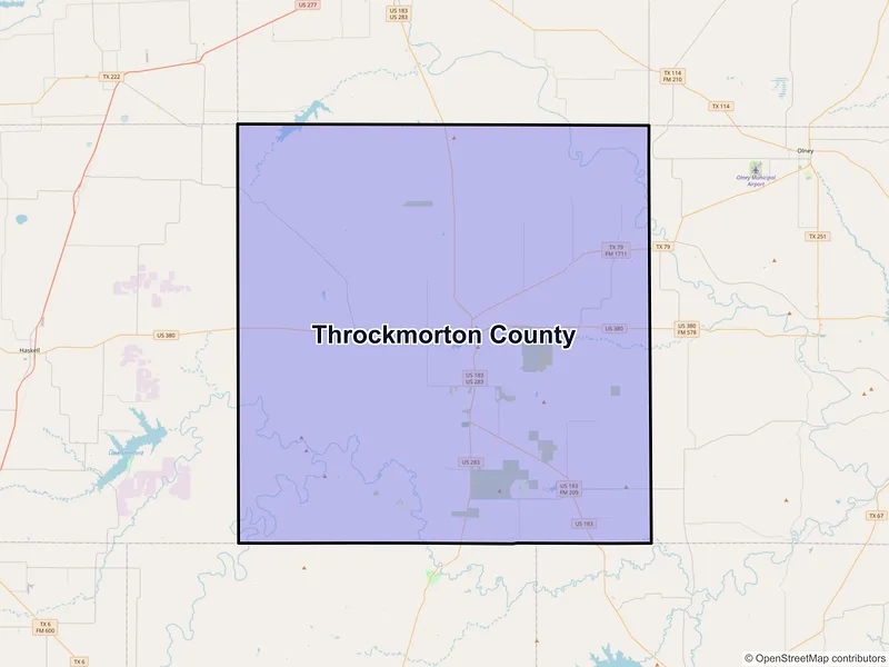 Map of Throckmorton County, Texas and ZIP codes