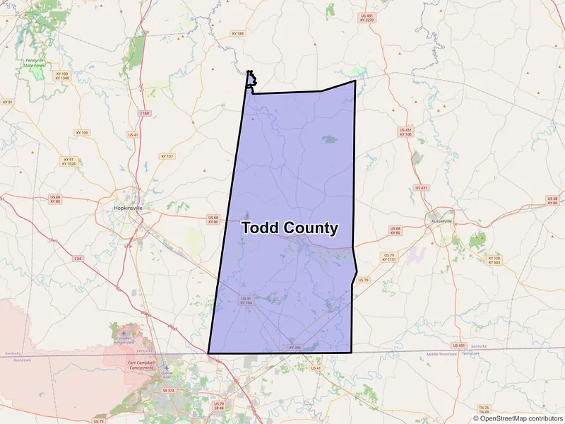 Map of Todd County, Kentucky and ZIP codes