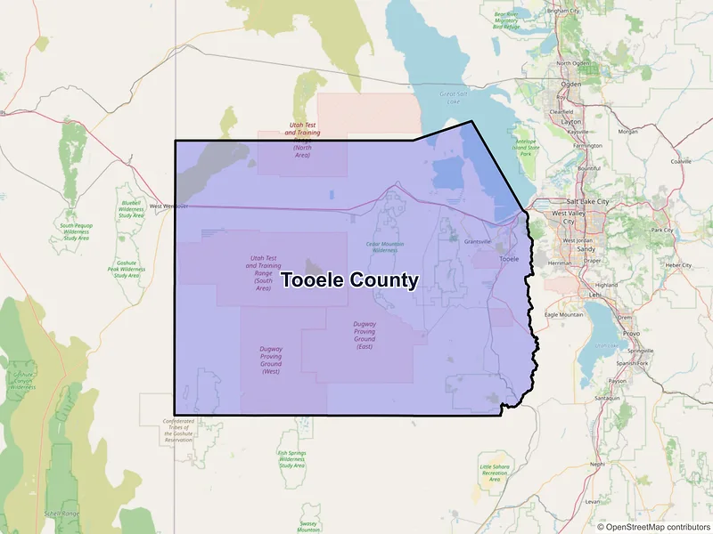 Map of Tooele County, Utah and ZIP codes