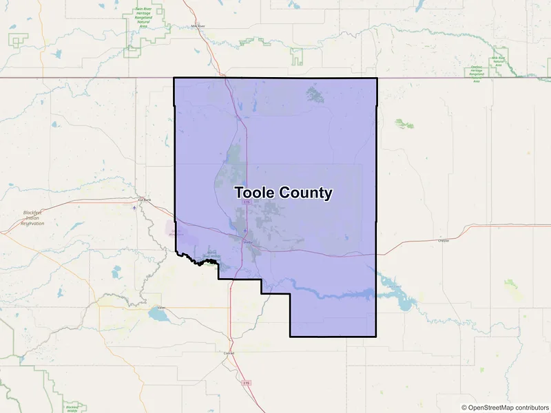 Map of Toole County, Montana and ZIP codes