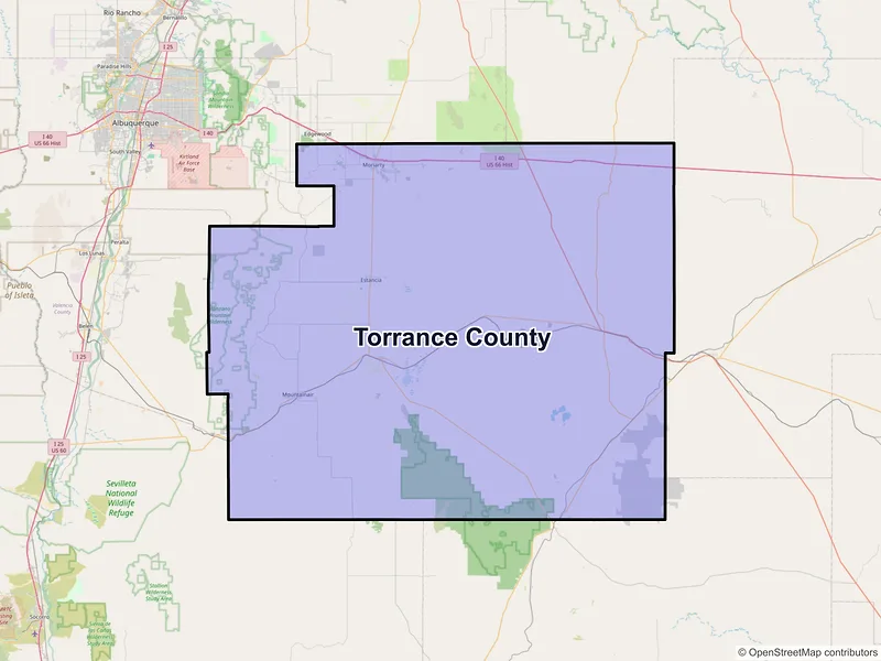 Map of Torrance County, New Mexico and ZIP codes