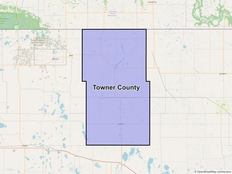 Map of Towner County, North Dakota and ZIP codes