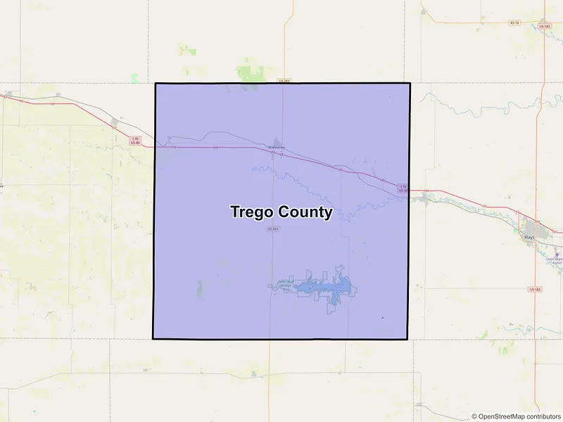 Map of Trego County, Kansas and ZIP codes