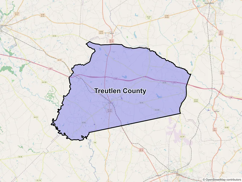 Map of Treutlen County, Georgia and ZIP codes