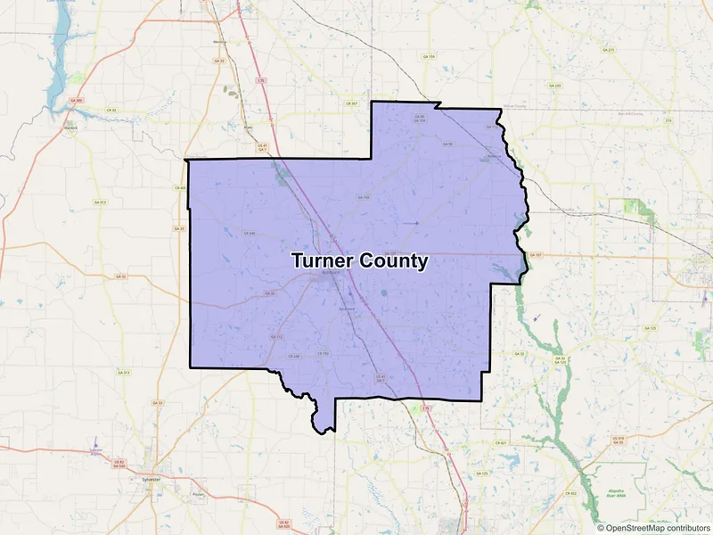 Map of Turner County, Georgia and ZIP codes