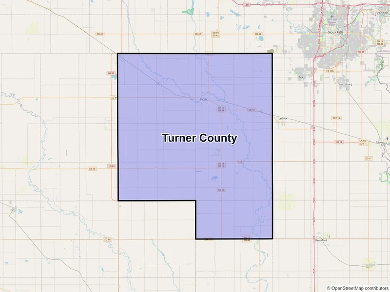 Map of Turner County, South Dakota and ZIP codes