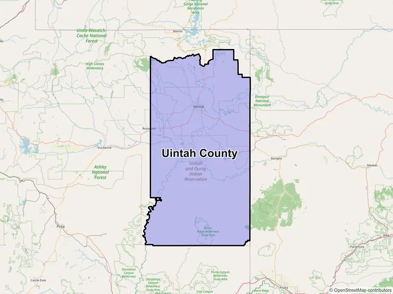 Map of Uintah County, Utah and ZIP codes