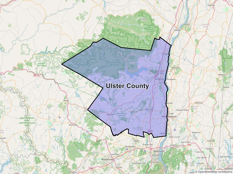 Map of Ulster County, New York and ZIP codes