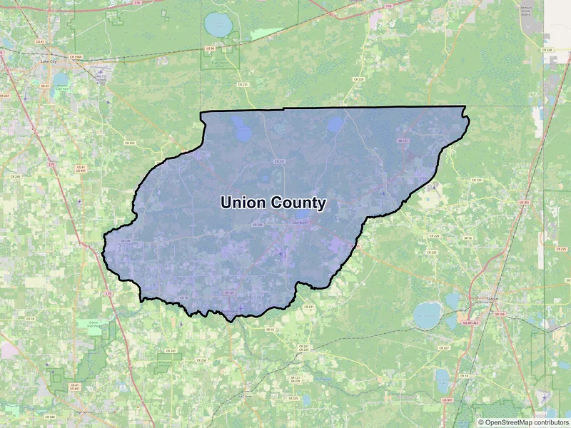 Map of Union County, Florida and ZIP codes