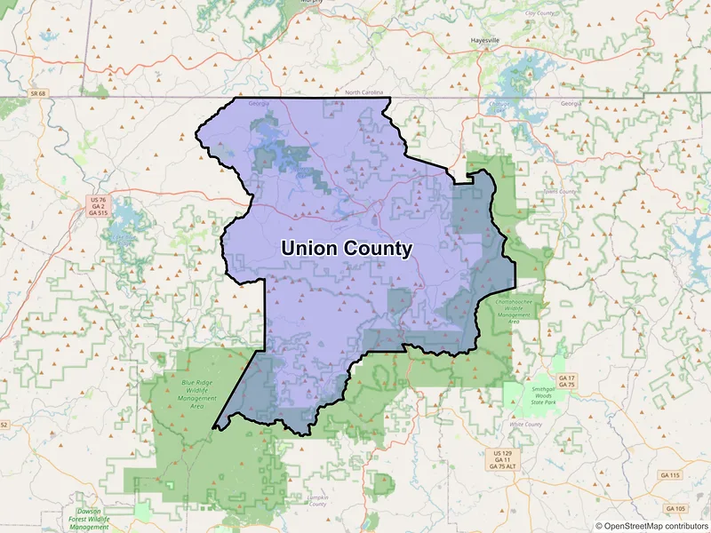 Map of Union County, Georgia and ZIP codes