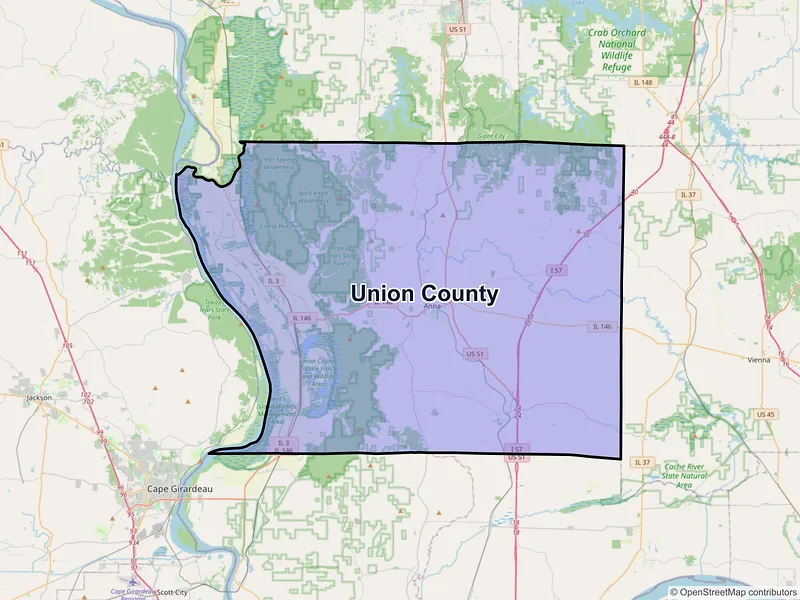 Map of Union County, Illinois and ZIP codes