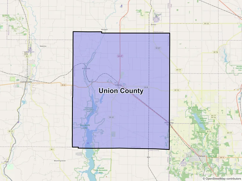 Map of Union County, Indiana and ZIP codes