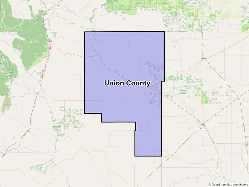 Map of Union County, New Mexico and ZIP codes