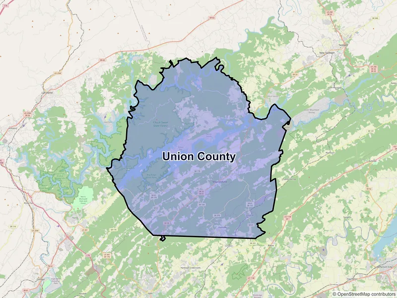 Map of Union County, Tennessee and ZIP codes