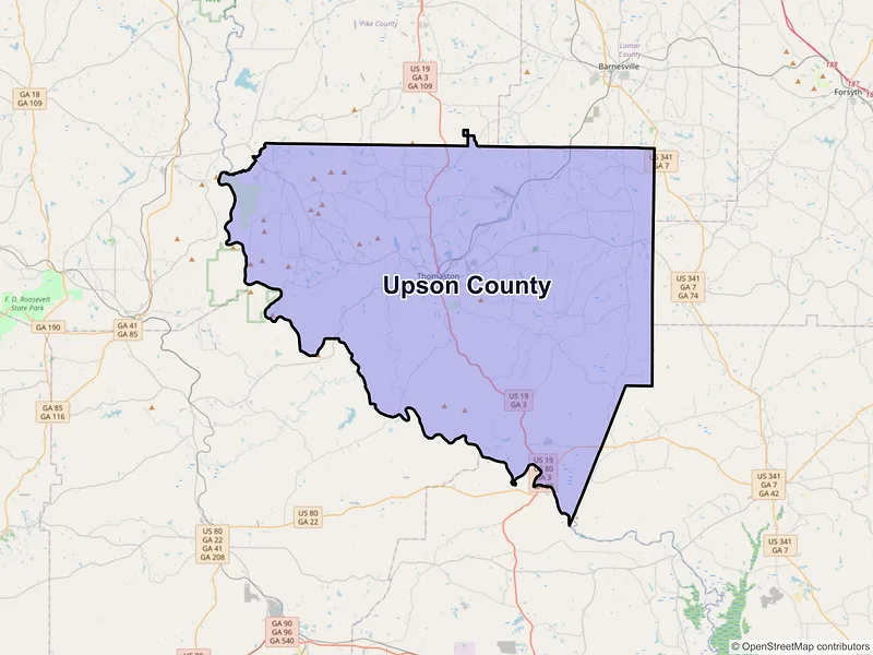 Map of Upson County, Georgia and ZIP codes