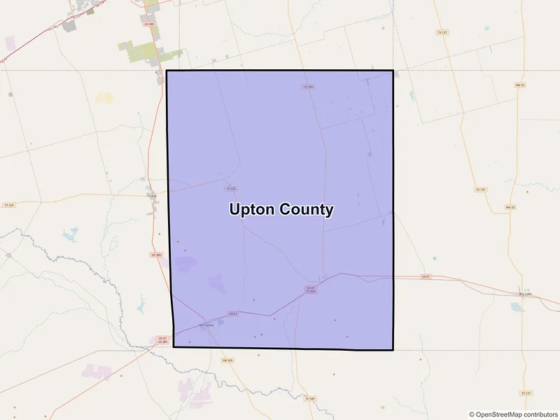 Map of Upton County, Texas and ZIP codes