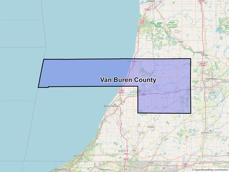 Map of Van Buren County, Michigan and ZIP codes