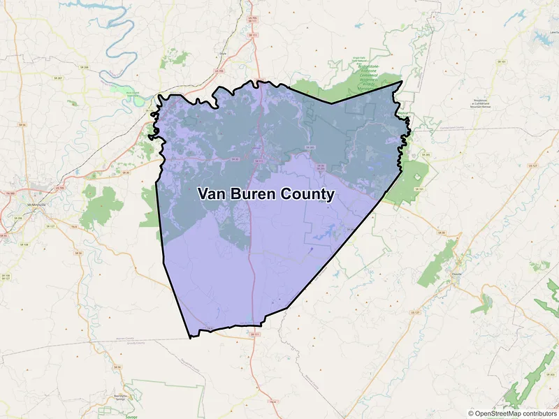 Map of Van Buren County, Tennessee and ZIP codes