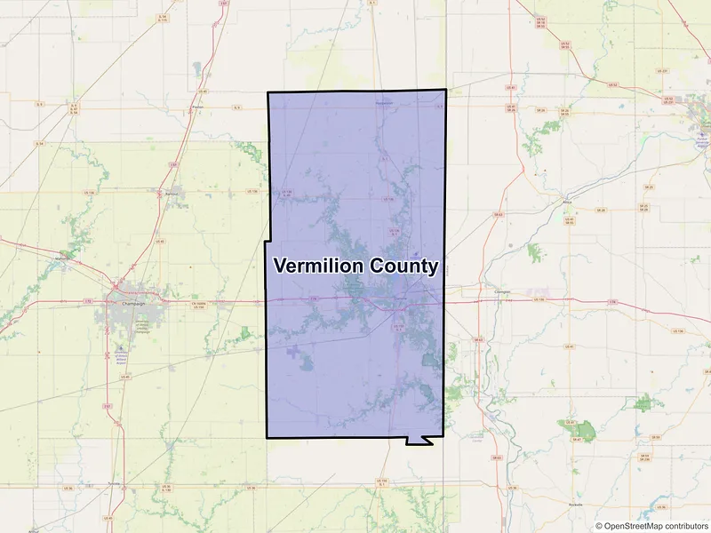 Map of Vermilion County, Illinois and ZIP codes
