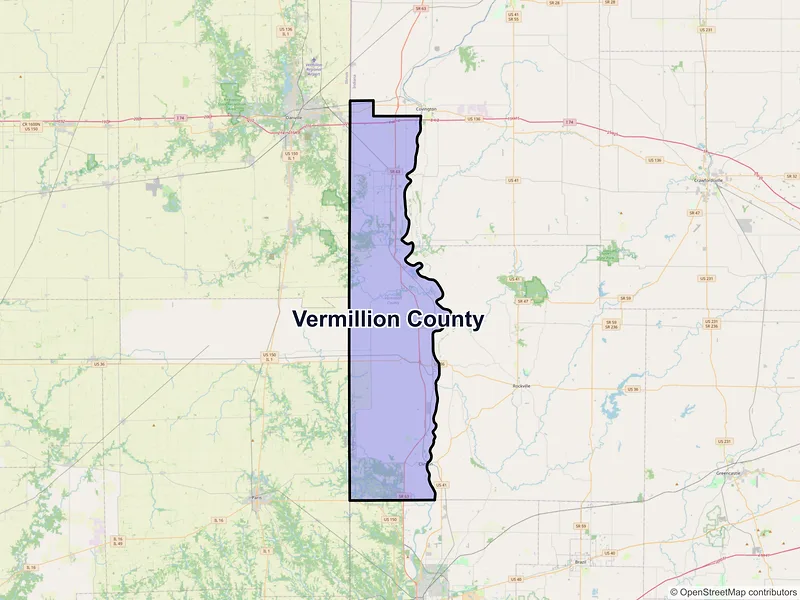 Map of Vermillion County, Indiana and ZIP codes