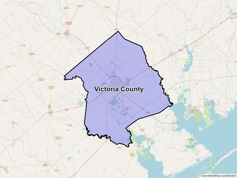 Map of Victoria County, Texas and ZIP codes
