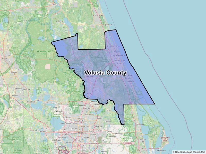 Map of Volusia County, Florida and ZIP codes