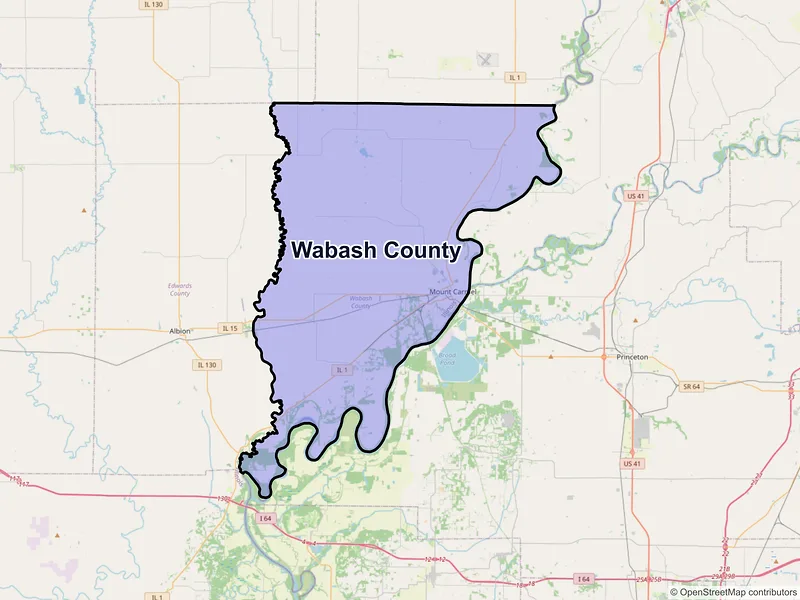 Map of Wabash County, Illinois and ZIP codes