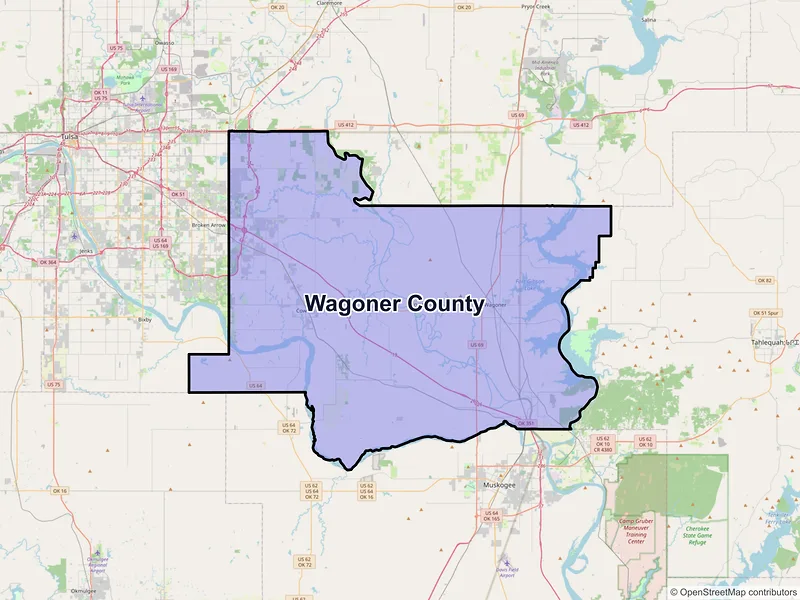 Map of Wagoner County, Oklahoma and ZIP codes