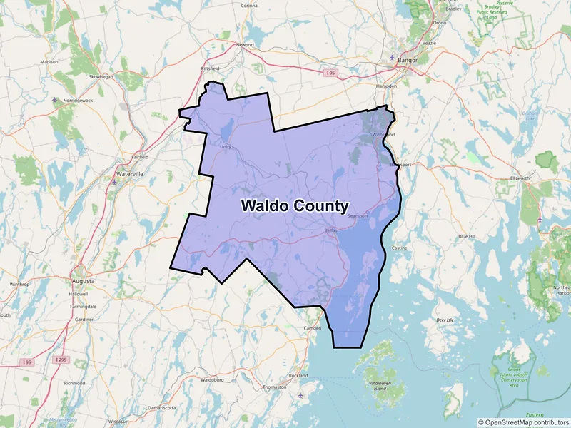 Map of Waldo County, Maine and ZIP codes