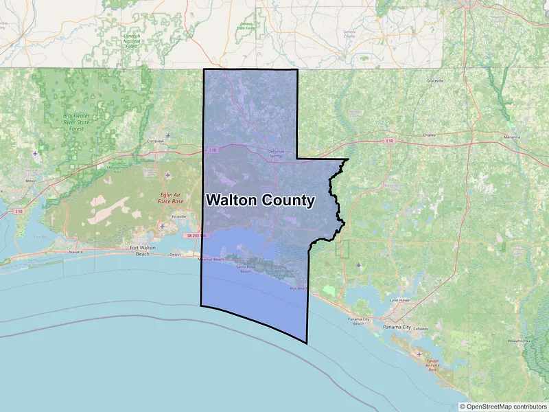 Map of Walton County, Florida and ZIP codes