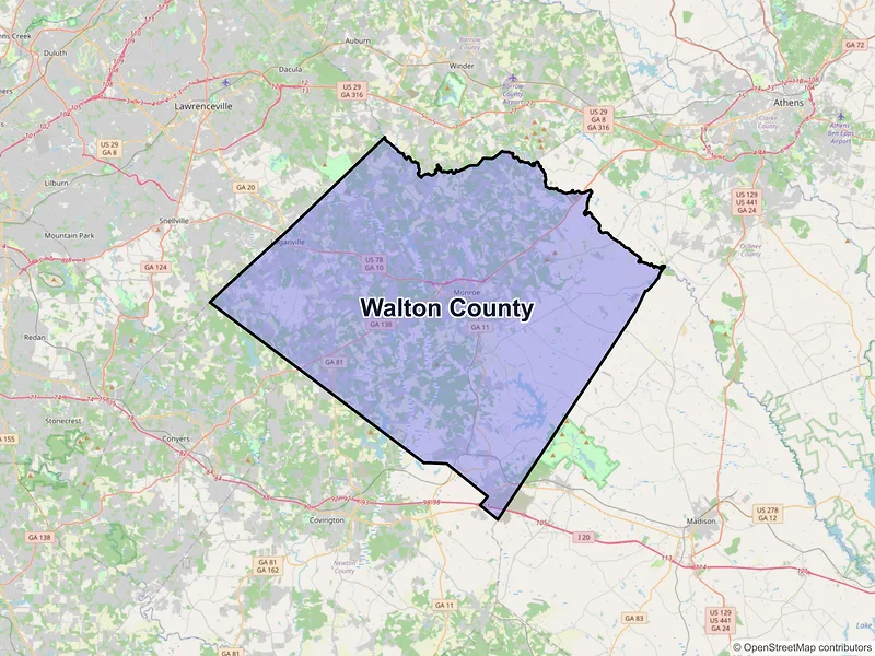 Map of Walton County, Georgia and ZIP codes