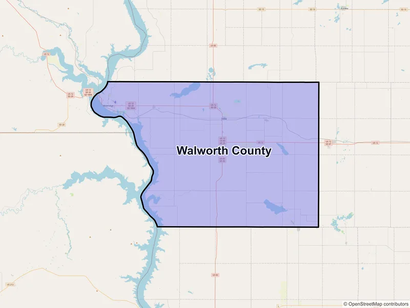 Map of Walworth County, South Dakota and ZIP codes