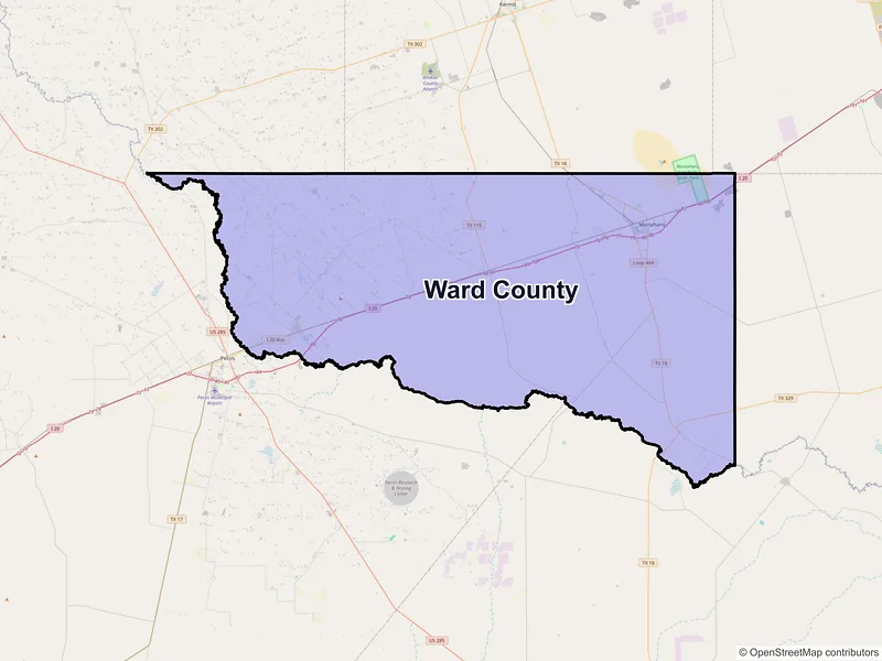 Map of Ward County, Texas and ZIP codes
