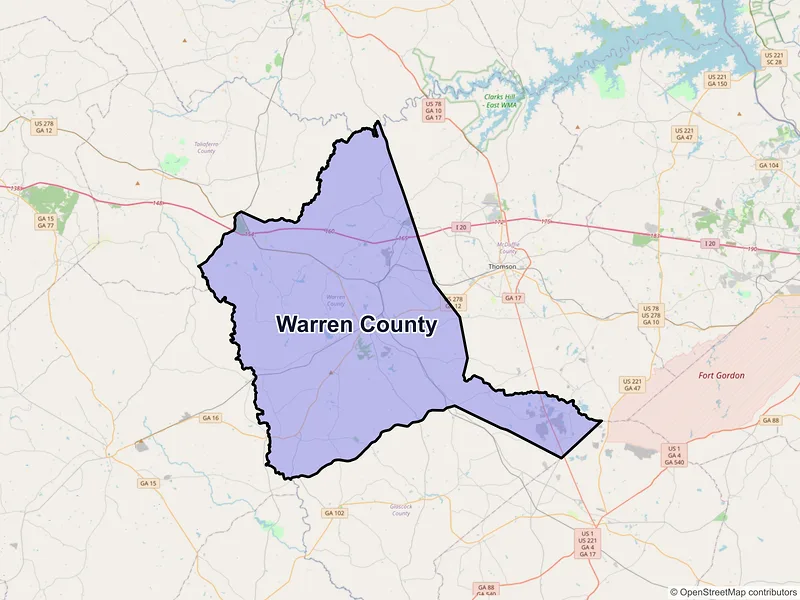 Map of Warren County, Georgia and ZIP codes