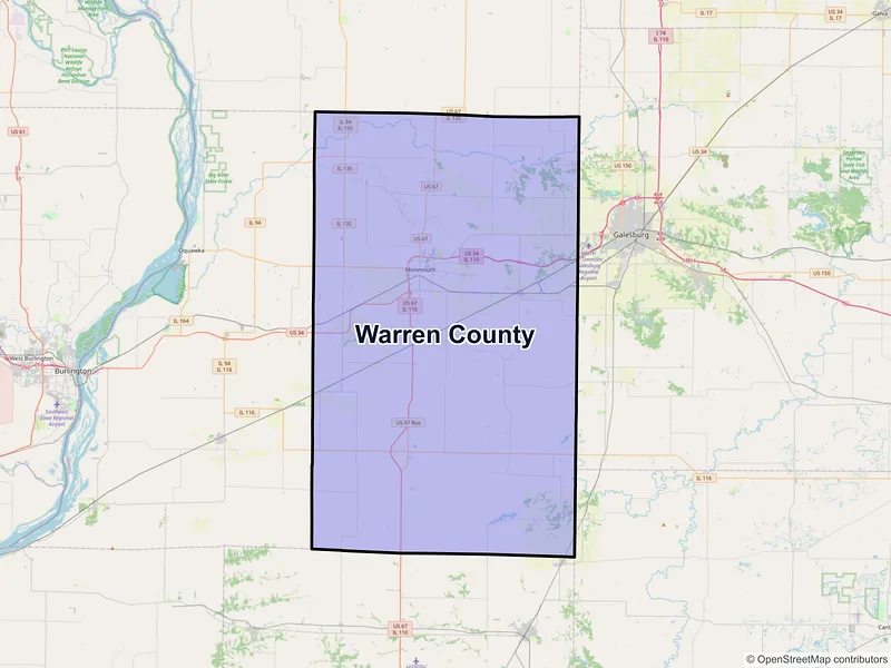 Map of Warren County, Illinois and ZIP codes