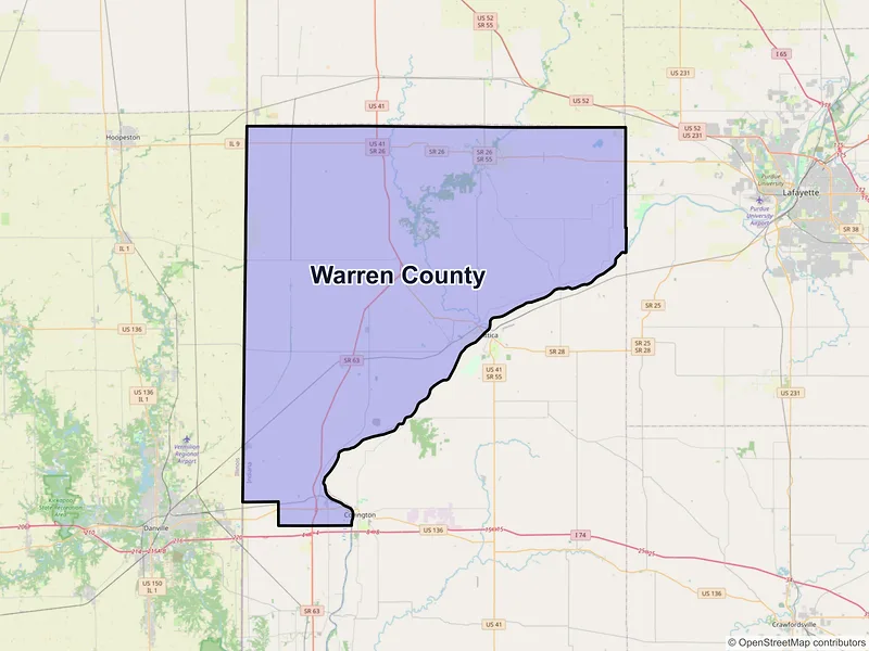 Map of Warren County, Indiana and ZIP codes