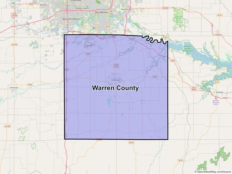Map of Warren County, Iowa and ZIP codes