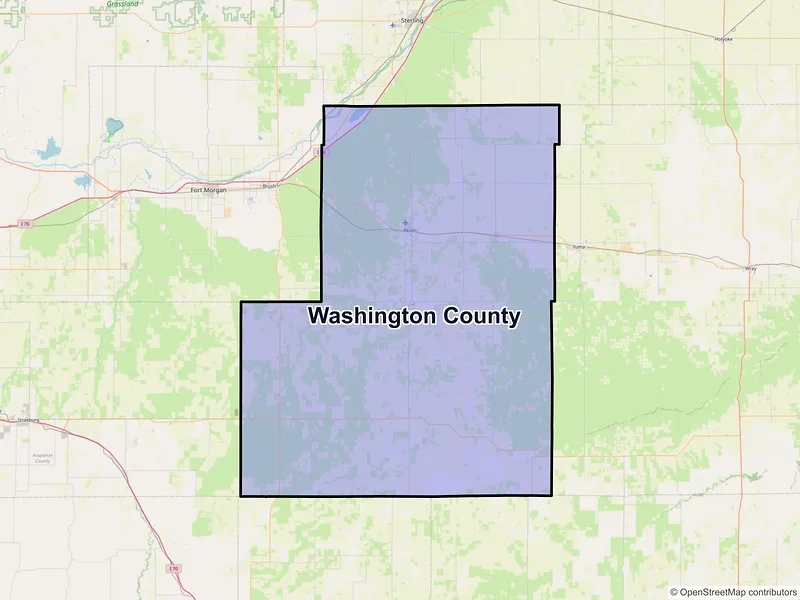 Map of Washington County, Colorado and ZIP codes