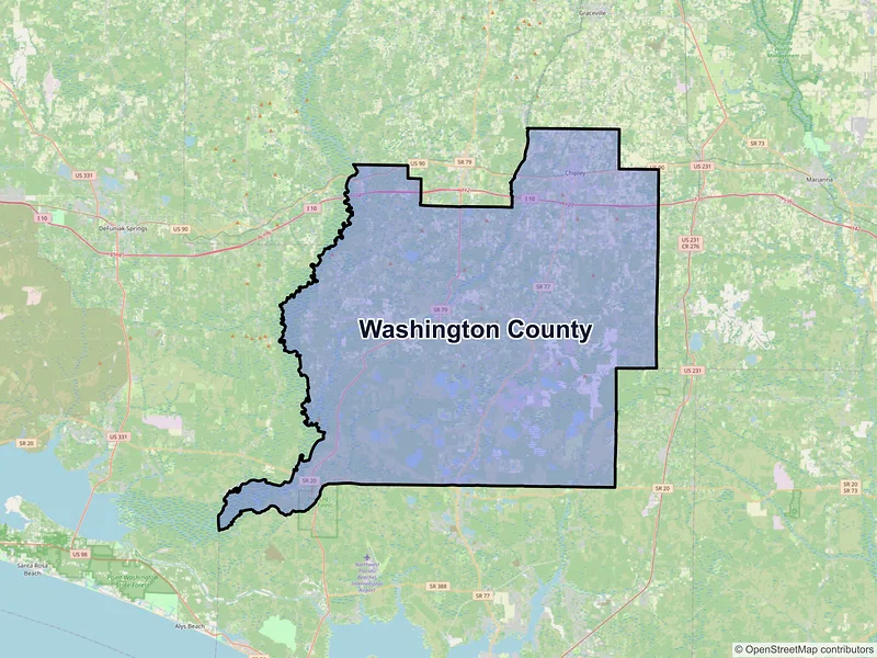 Map of Washington County, Florida and ZIP codes