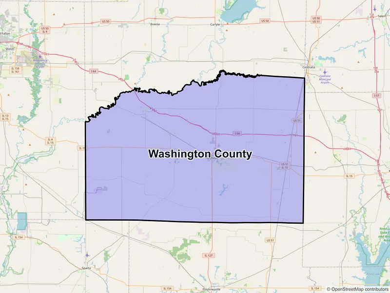 Map of Washington County, Illinois and ZIP codes