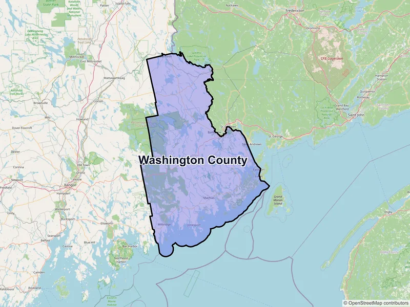 Map of Washington County, Maine and ZIP codes