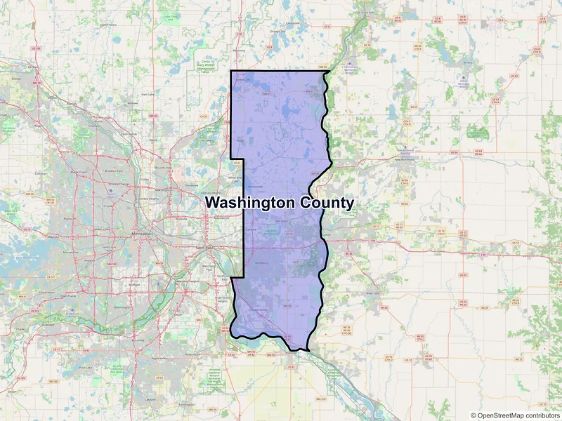 Map of Washington County, Minnesota and ZIP codes