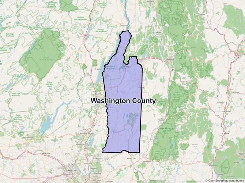 Map of Washington County, New York and ZIP codes