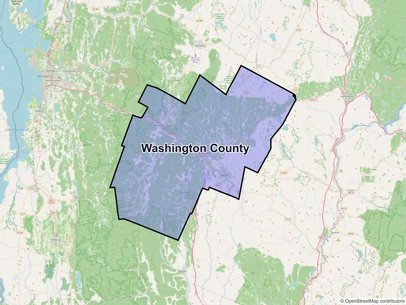 Map of Washington County, Vermont and ZIP codes