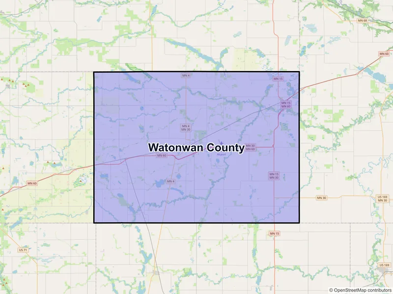 Map of Watonwan County, Minnesota and ZIP codes
